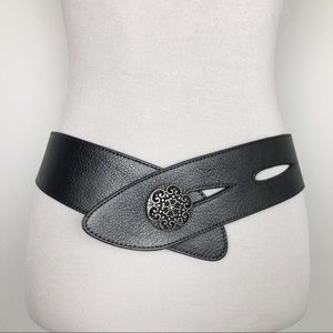 J Jill Slot Button Slate/Pewter Leather Belt. M.